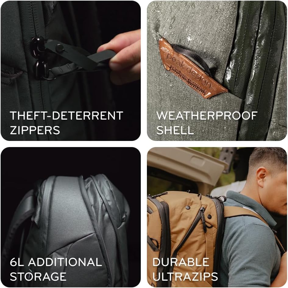 Peak Design Travel Backpack 45L, Eclipse, Expandable 35-45L Design, Rear and Top Access, Weatherproof Shell, Laptop Sleeve, Ideal for Travel or Everyday Carry, Versatile Backpack for Men and Women