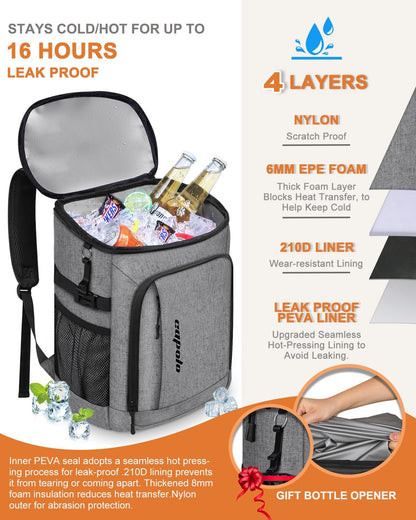 Capolo 36/45 Cans Cooler Backpack Insulated Waterproof for Women Men Lunch Backpack Coolers Leak Proof Soft Cooler Bags