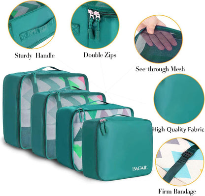 BAGAIL 8 Set Packing Cubes Luggage Packing Organizers for Travel Accessories-Aqua Color
