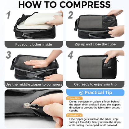 BAGAIL 6 Set Ultralight Compression Packing Cubes Packing Organizer for Travel Accessories Luggage Suitcase Backpack