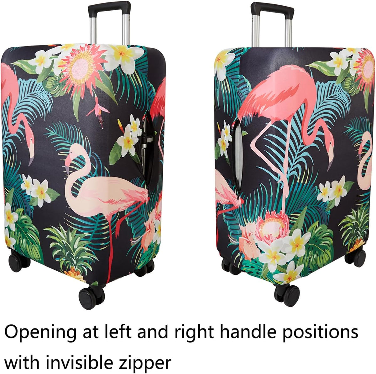 WUJIAONIAO Travel Luggage Cover Baggage Suitcase Cover Protector Skins 18-32 Inch (Flower flamingo, XL (for 29-32 inch luggage))