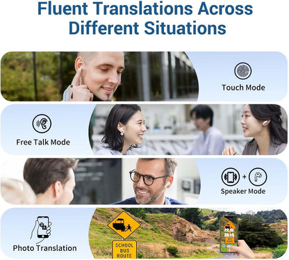 AI Translation Earbuds Real Time M6 Translator Earbuds Support 144 Languages for Android iOS Online|AI|Voice| Photo Translation for Business,Travel & Language Learning M6 Online Black