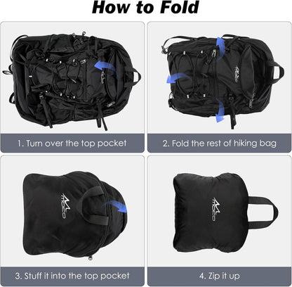 MoKo Hiking Backpack, 40L Large Capacity Camping Backpack with Multiple Pockets, Tear-Resistant Travel Daypack for Men Women, Packable and Lightweight Hiking Daypack for Travel Camping Outdoor, Black