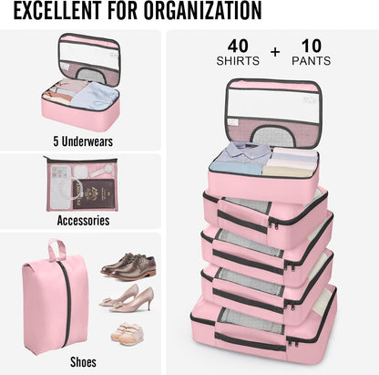 Veken 10 Set Packing Cubes for Travel Essential, Suitcase Organizer Bags in 4 Sizes, Carry-On Luggage Accessories with Large Laundry & Hanging Toiletry Bag, Must-Have for Airplane, Road Trip & Camping