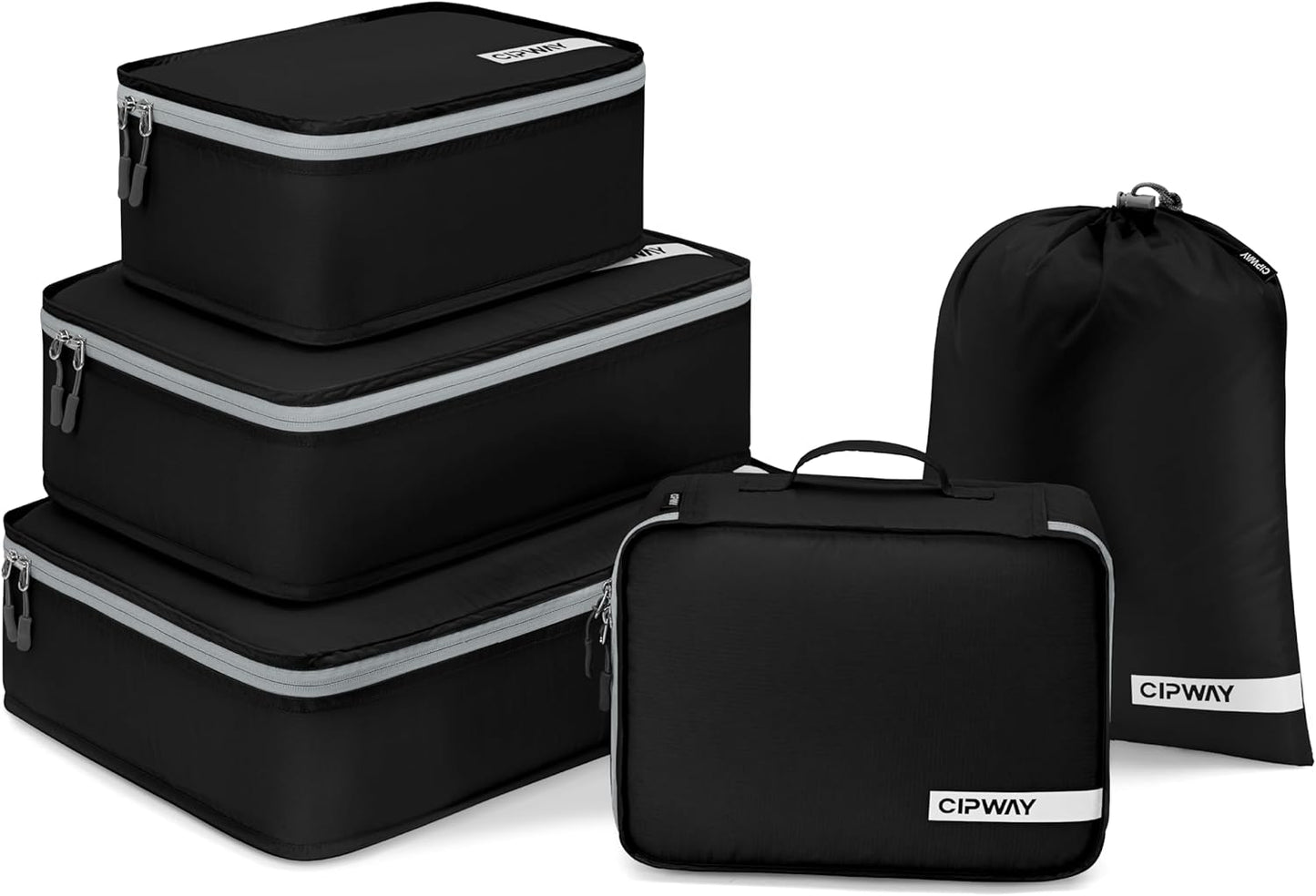 Cipway 5 Set Packing Cubes for Travel Suitcase Organizer for Accessories Luggage Carry On Suitcase Lightweight Black