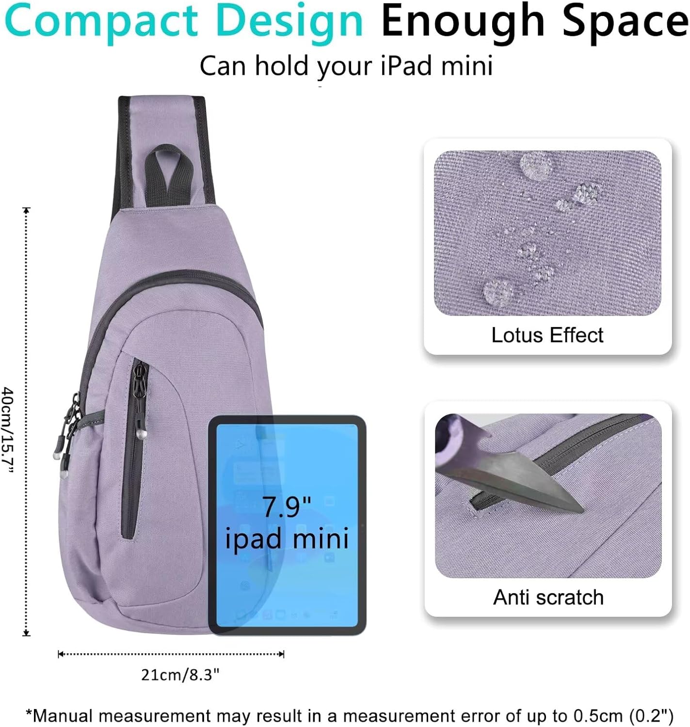 TITECOUGO Small Sling Bag, Lightweight Crossbody Backpack for Men Women, Shoulder Bag for Sports and Outdoor