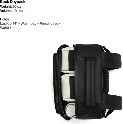 RAINS Regular Book Daypack, Backpack, Laptop Bag, Waterproof, 2 Year Warranty, Black