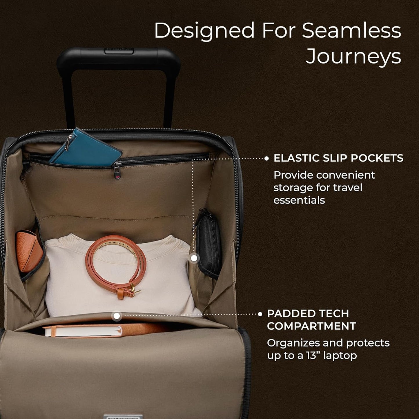 Briggs & Riley Cabin Spinner - Carry On Luggage for Travel, Suitcases with Wheels, Softside Rolling Bag for Men & Women, Fits Under Plane Seat, Telescoping Handle - ZDX Collection, Canyon