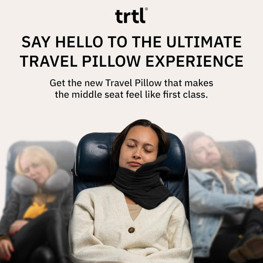 trtl Pillow - Scientifically Proven Super Soft Neck Support Travel Pillow - Machine Washable - Black