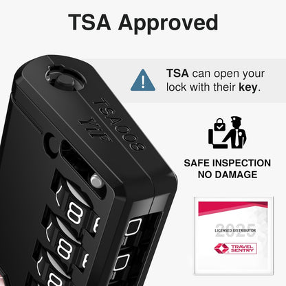 Puroma TSA Approved Luggage Travel Locks with Open Alert Indicator, 4 Digit Combination Resettable Code Zinc Alloy Lock for Suitcase, Backpack, Bag, Toolbox, Locker (2 Pack, Black)