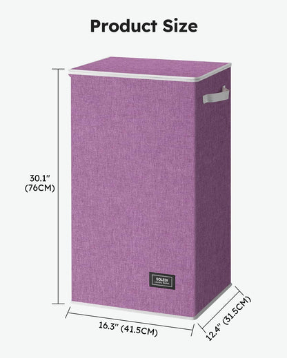 SOLEDI Laundry Hamper with Lid 100L Large & Tall Collapsible Laundry Basket, Clothes Hamper with Bag Removable Easy to Carry, Dirty Hampers for Bedroom, Bathroom, Dorm, College, Purple