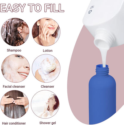 Travel Shampoo Bottle, Empty Plastic Squeeze Bottles 8.8oz with Flip Cap, Lotion Container for Toiletries Travel Size Shampoo and Conditioner