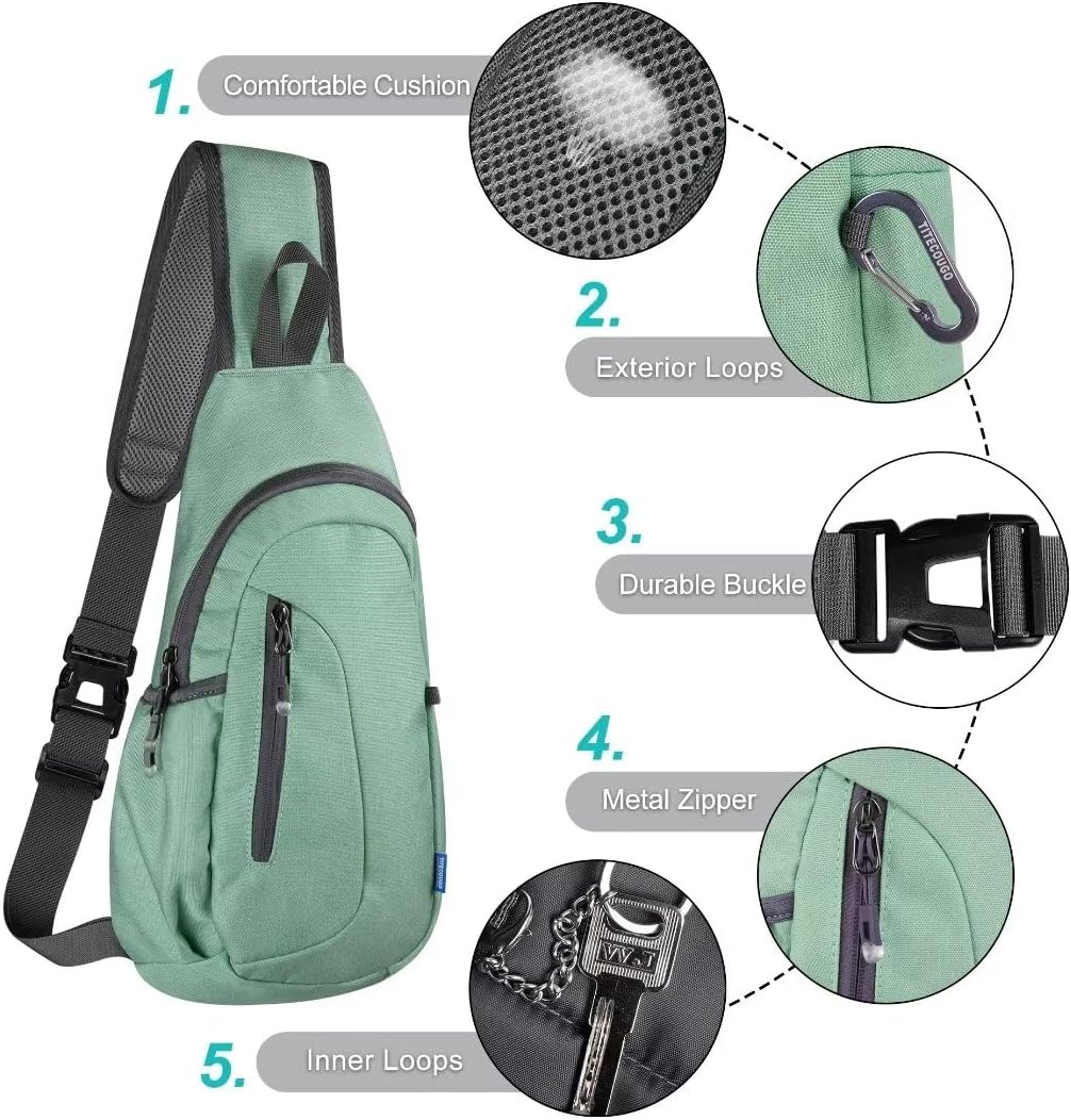 TITECOUGO Small Sling Bag, Lightweight Crossbody Backpack for Men Women, Shoulder Bag for Sports and Outdoor