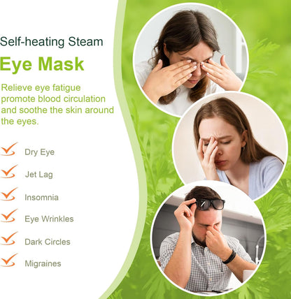 20 Packs Steam Eye Mask, Wormwood Steam Eye Masks Disposable, Self-Heating Relief Heated Eye Mask for Fatigue, Perfect for Home, Sleep, Spa & Travel