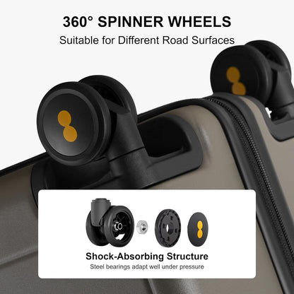 LEVEL8 Elegance Carry-on Suitcase, 20 Inch Carry on Luggage, Hardside Large Suitcases with Wheels, Tavel Bag with Tsa Lock, Olive Green