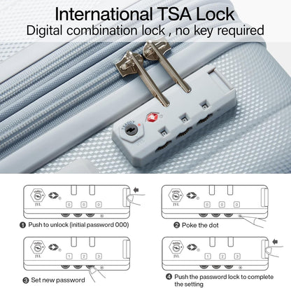 Hanke Expandable Hard Shell Luggage Sets 2 piece Carry On Luggage with Wheels Suitcases Lightweight Checked Travel Luggage Rolling Large Suitcase Travel Luggage Bag Woman Men 20/29 Inch(Gray)