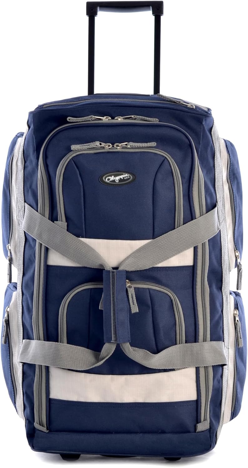 Olympia U.S.A. 29 inch Jumbo Size 8 Pockets Wheeled Rolling Duffel Bag Water Resistant Luggage Lightweight Travel Suitcase with Retractable Handle