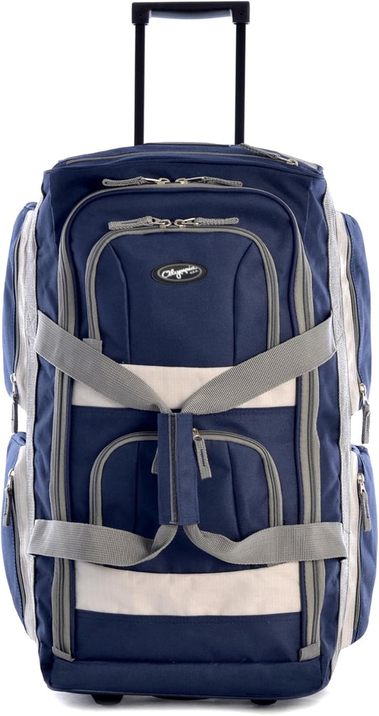 Olympia U.S.A. 29 inch Jumbo Size 8 Pockets Wheeled Rolling Duffel Bag Water Resistant Luggage Lightweight Travel Suitcase with Retractable Handle