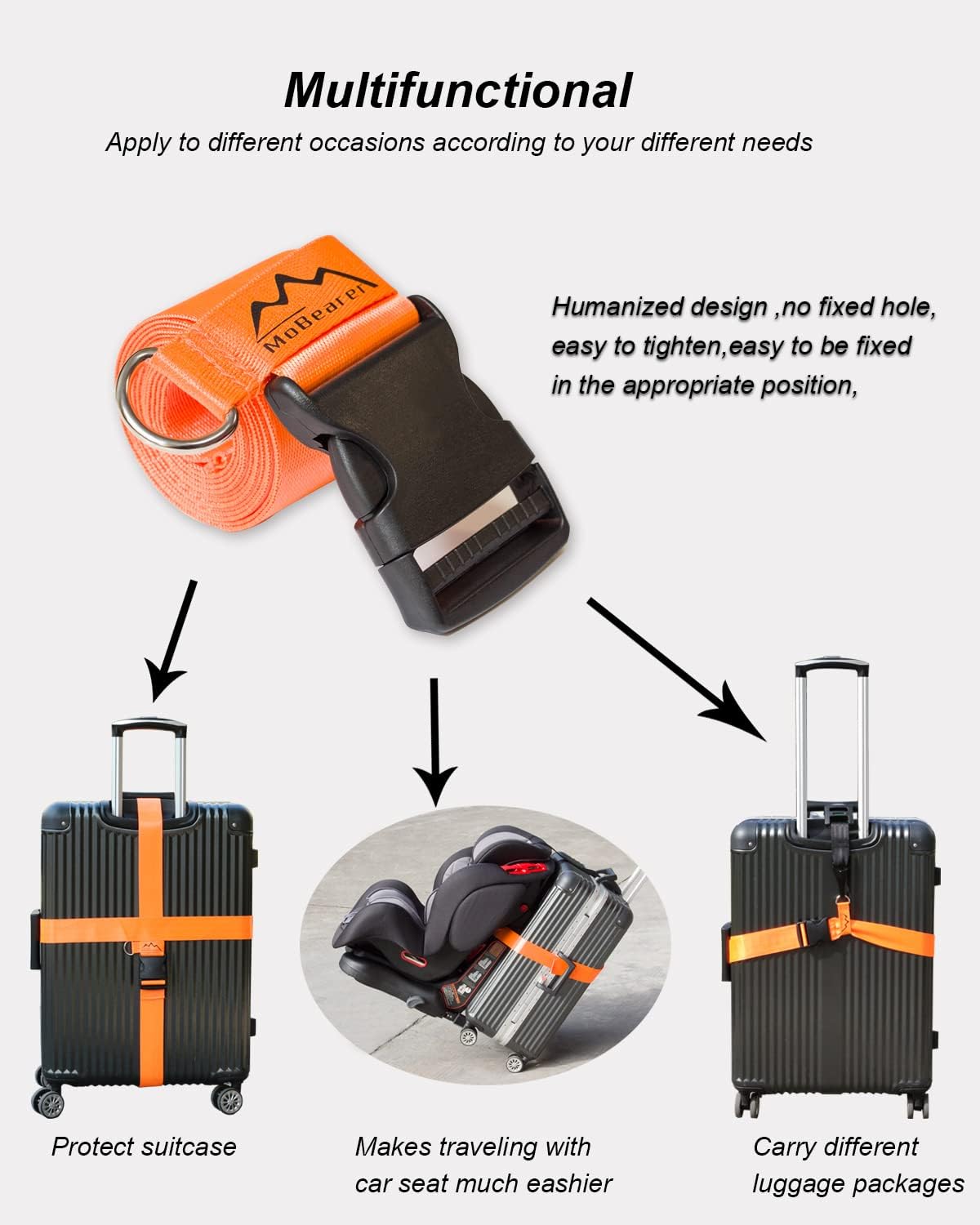 Car Seat Travel Belt to Suitcase,Car Seat Travel Strap to Convert Kid Car Seat and Carry-on Luggage into an Airport Car Seat Stroller,Safe Travel Solution for Transport