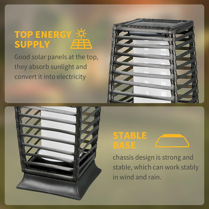 Solar Floor Lamp, Outdoor Floor Lamp, Solar Lanterns Outdoor Waterproof, Solar Powered Resin Wicker Outdoor Solar Lamp,Weather-Resistant Rattan Deck Light for Porch, Garden, Patio, Deck
