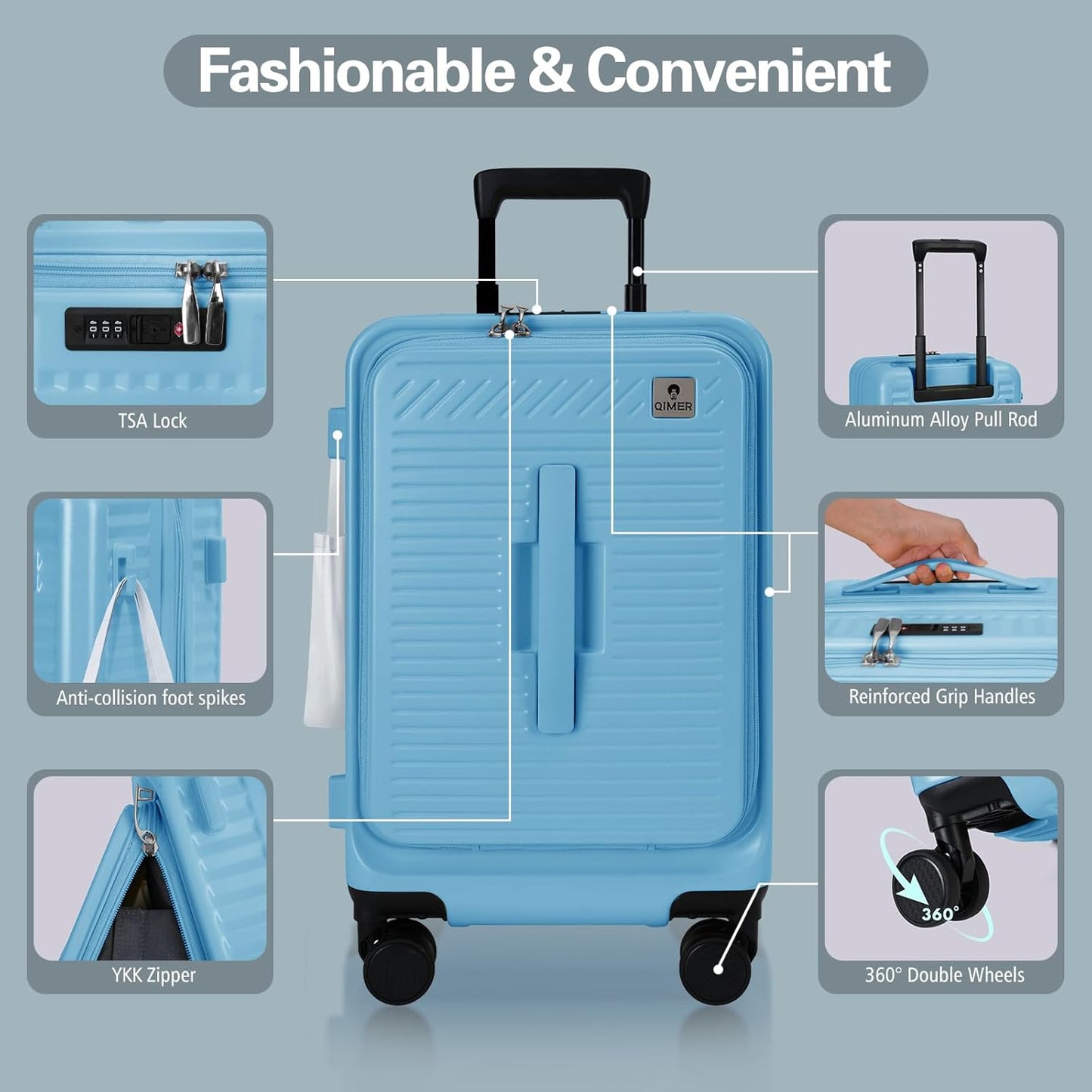 20 Inch Luggage with Spinner Wheels,Expandable Front Opening Suitcase 100% PC Hard Shell TSA Lock, Smooth Rolling Wheels, Lightweight Travel for Men and Women, Y03 Yellow Slightly Larger