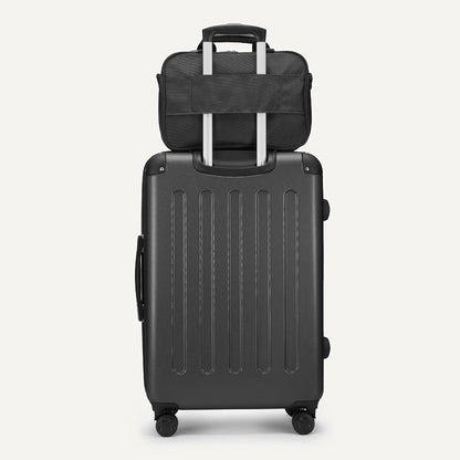 Amazon Basics 4-Piece Luggage Set, Including Two Hardside Suitcases With Multi-directional Spinner Wheels (22" Carry-On and 28" Checked), 15" Tote Bag and 10" Compact Travel Bag, Black
