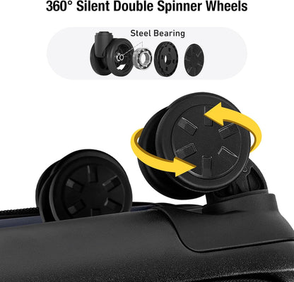 KYME 22-Inch Hardside Suitcase - Small Luggage, 100% PC Hard Shell with Laptop Compartment, TSA Lock, Double Wheels for Men & Women, Black