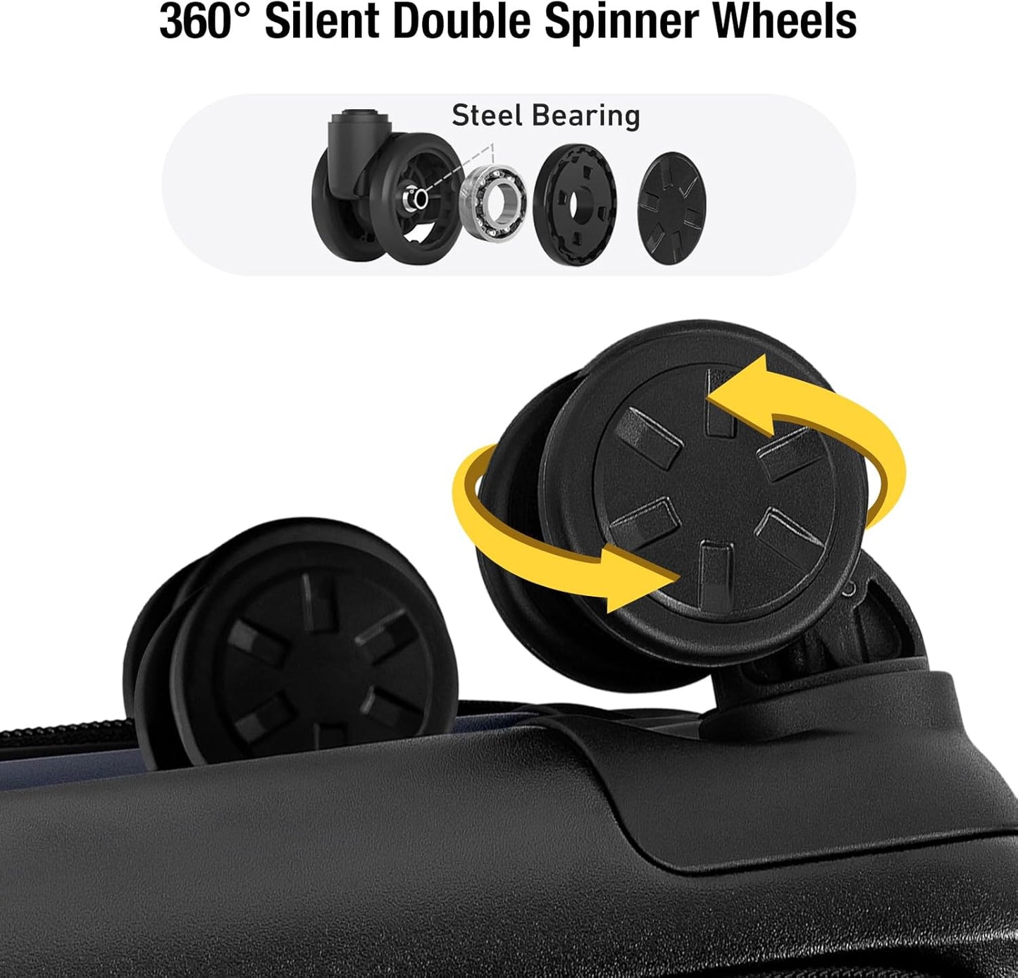 KYME 30-Inch Large Checked Luggage, 100% PC Hardside Suitcase with TSA Lock & Double Spinner Wheels, Durable Travel Hard Shell for Men & Women (Black)