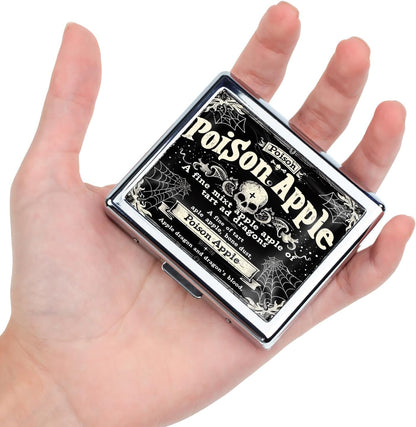 Cute and Stylish Metal Pill Box - Compact Portable Pill Organizer with 8 Compartments, Food-Grade Divider, Ideal for Travel, Vitamins, Jewelry, Cosmetics (Poison Apple Alchemy)