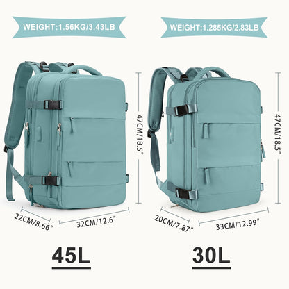 coowoz Large Travel Backpack For Women Men, Carry On Backpack,Hiking Backpack Waterproof Outdoor Sports Rucksack Casual Daypack Expandable Heavy Duty Extra large Backpack Blue Expansion