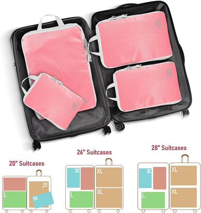 4-Piece Packing Cube Set - Lightweight Luggage Organizers for Travel, Vacation and Suitcases - Durable Accessories with Compression