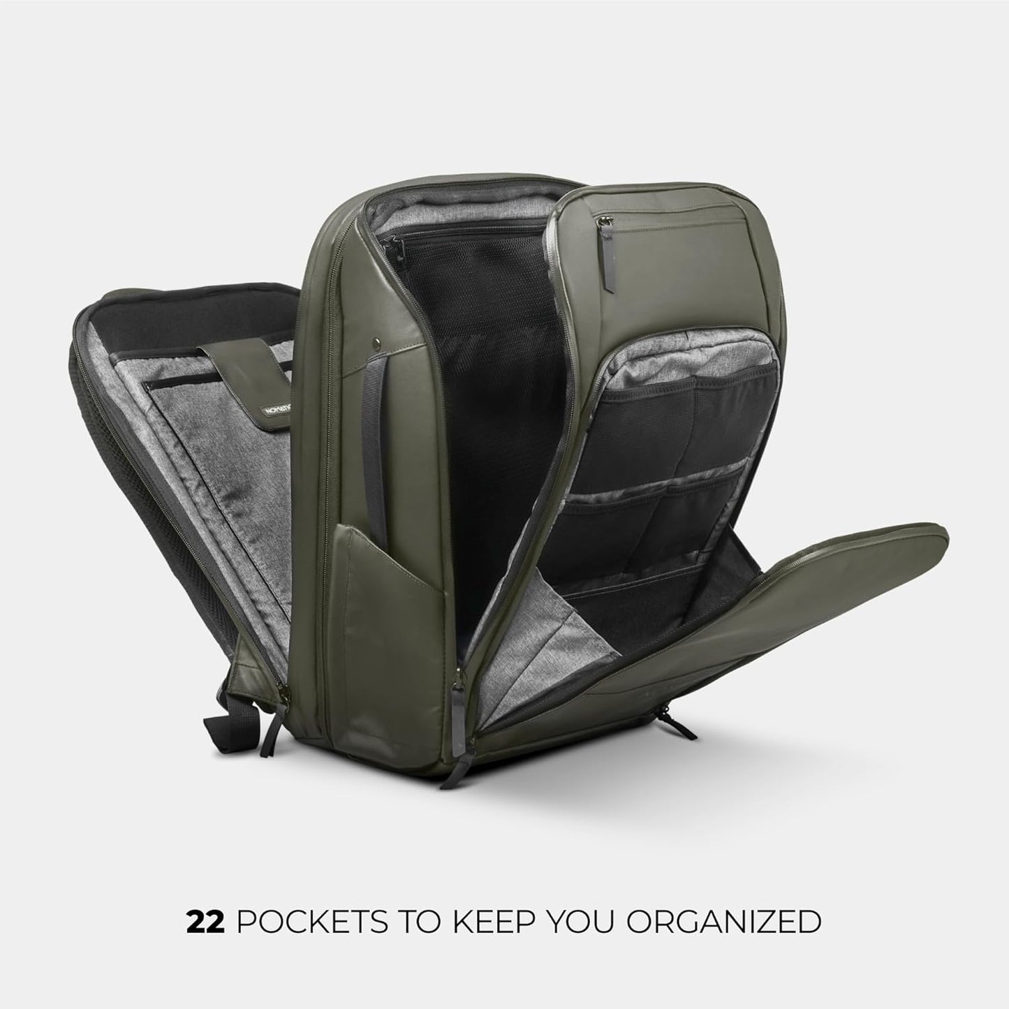 NOMATIC Travel Pack - 20L Water Resistant Laptop Bag - TSA-Ready Expandable Olive Backpack