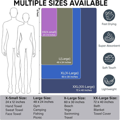 APEXUP Microfiber Travel Towel, Ultra Absorbent Quick Dry Towels, Lightweight Gym Sports Camping Towel for Workout, Yoga, Beach, Shower, Swimming (24"×12", Purple)