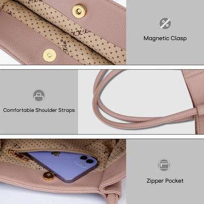 KKXIU Tote Bag for Women Vegan Leather Shoulder Purse Large Capacity Travel Bag