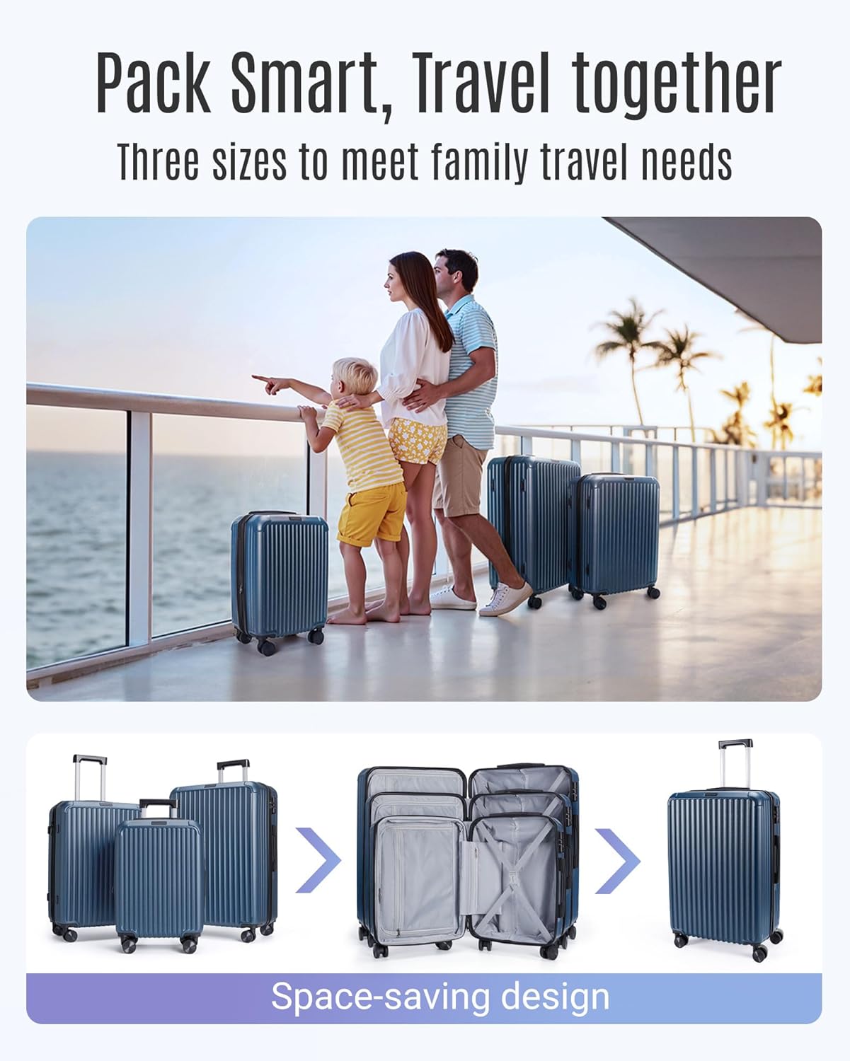 LIGHT FLIGHT Luggage Sets, Durable Hard Shell 3 Piece Set Suitcase with Spinner Wheels, Hardside Lightweight Luggage set with TSA Lock, Large Travel Luggage Set (20" 24" 28"), Royal Blue