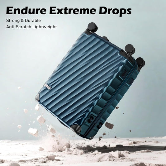 Luggage sets 3 piece with Spinner Wheels, PC Hard Shell Travel Luggage, Carry On suitcase with TSA Lock,YKK Zippers,Charcoal Metallic (Navy, 3 Piece Sets(20/24/28))