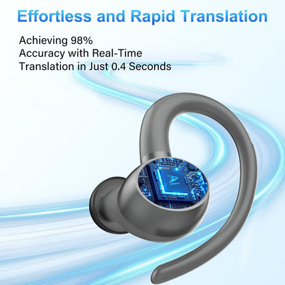 AI Translation Earbuds Real Time, 164 Language Translator Earbuds, 3-in-1 Bluetooth 5.4 Translation Headphones with 5 Translation Modes, 48H AI Ear buds Translator Device for Business/Learning, Grey