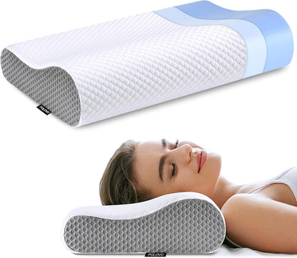 Neck Pillow Memory Foam for Pain Relief Bed Pillow for Sleeping, Ergonomic Orthopedic Cervical for Neck and Shoulder Pain, Side Back Stomach Sleeper