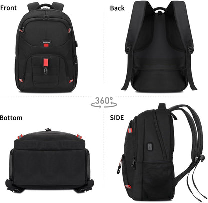 Black Backpack for Men, School Backpack for Boys Teens, Backpacks for School, College backpack, Book Bag, Water Resistant Bookbag, Business Work Travel Mochilas escolares para adolescentes