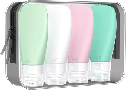 INSFIT Portable Travel Bottles, TSA Approved Leak Proof Containers for Toiletries, BPA Free Refillable Accessories for Shampoo, Body Wash, Liquids (4 Pack)