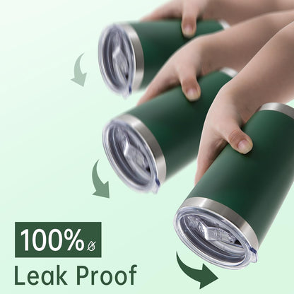 20 oz Tumblers Bulk Stainless Steel Tumbler with Lid Double Wall Vacuum Insulated Coffee Mug 20oz Powder Coated Cup for Hot and Cold Drinks, Dark Green, 12 pack