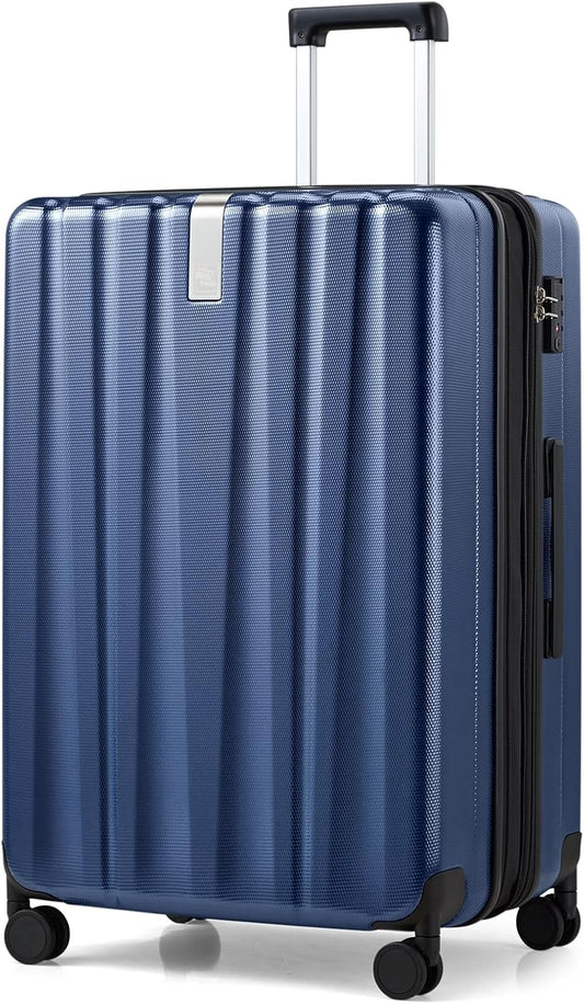 Hanke 29 Inch Expandable Checked Luggage Lightweight PC Hard Shell Luggage Suitcases with Wheels Travel Luggage Rolling Large Suitcase Travel Luggage Bag for Study Abroad.(Dark Blue)