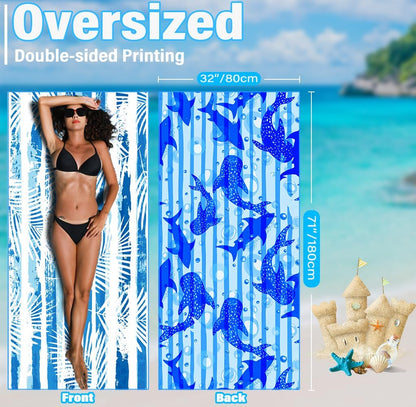 Lightweight Thin Microfiber Beach Towel Sand Free Quick Dry Absorbent Compact Soft Pool Swim Travel Towels Extra Large Oversized Beach Accessories Packable Essentials Stuff Gifts for Adult