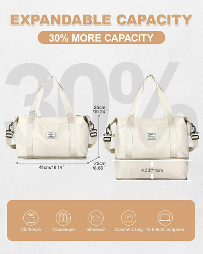 Travel Duffel Bag, Sports Tote Gym Bag, Shoulder Weekender Overnight Bag for Women