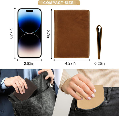 Real Leather Passport Holder for Men and Women, Handmade Wallet Cover Case, Travel Must-Haves Essentials Accessories, Birthday Gifts (Crazy Horse, Brown)