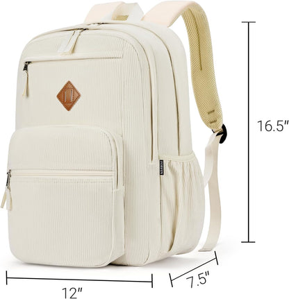 ZORFIN 26L Backpack for College, and Travel: Corduroy Bookbag - Vintage Lace