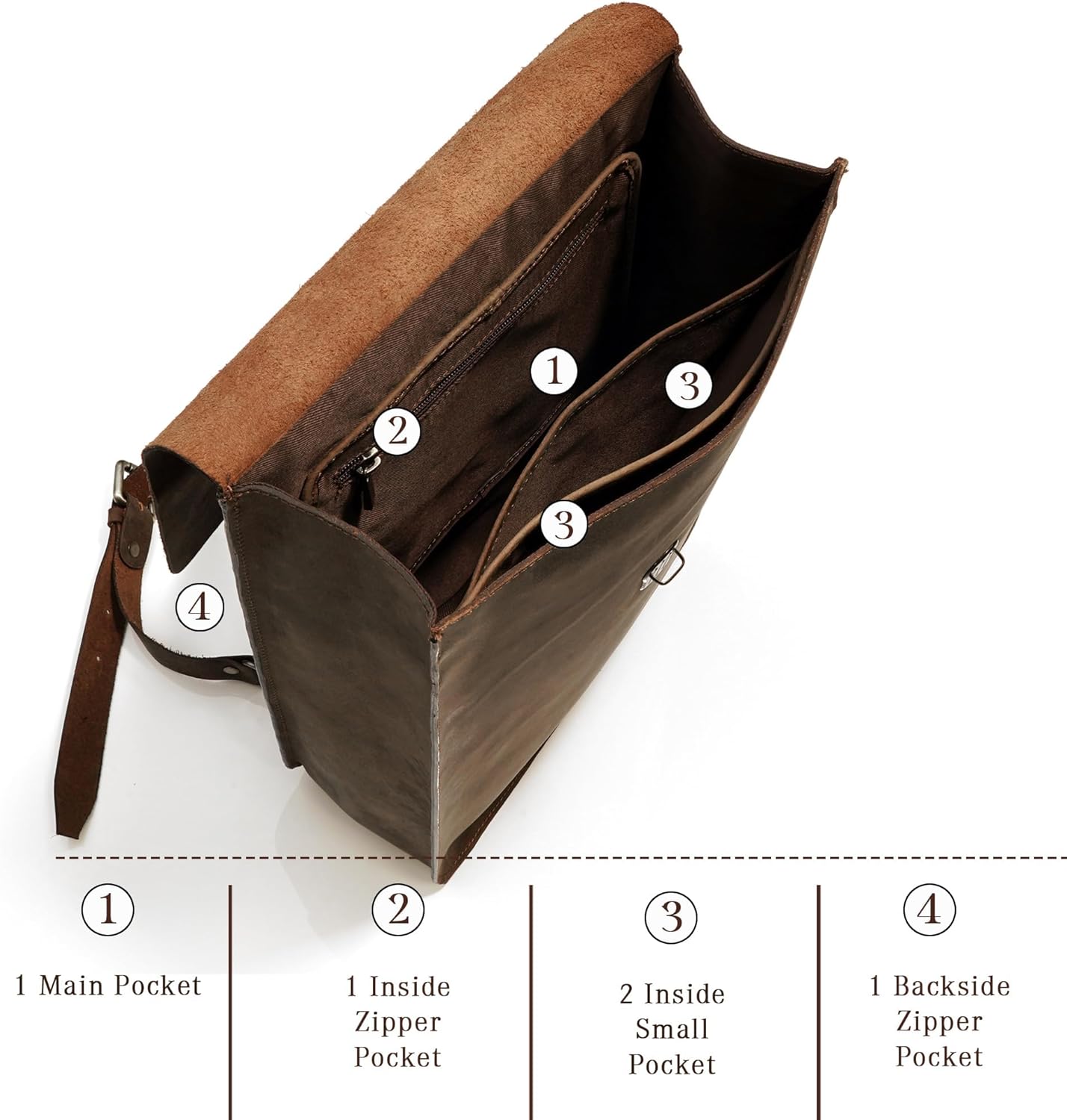 Genuine Leather Backpack for Men and Women, Minimalistic Leather Backpack, Handmade Retro Style 15.6" Laptop Bag, Hiking Shoulder Daypack - Hunter Brown