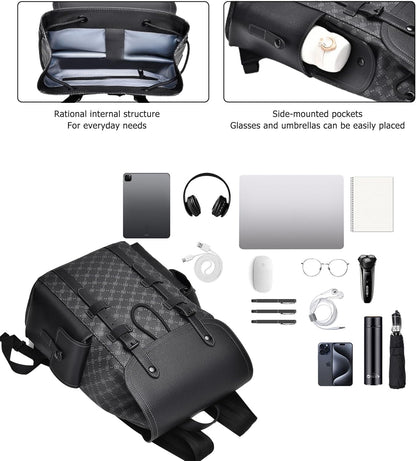 KingTo Laptop Backpack for Men Luxury Anti-Theft Travel Backpack Casual Business Waterproofing Computer Bag (woven black)