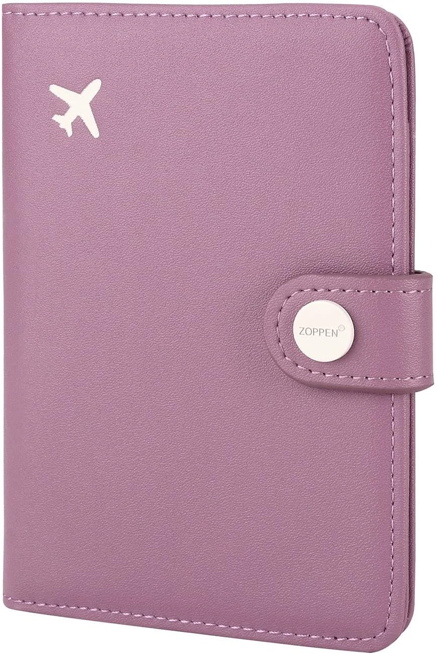ZOPPEN Passport Holder Women, Passport Cover Travel Wallet Rfid Blocking Passport Wallet Cover Case Travel Essentials Document Organizer, Elegant Purple