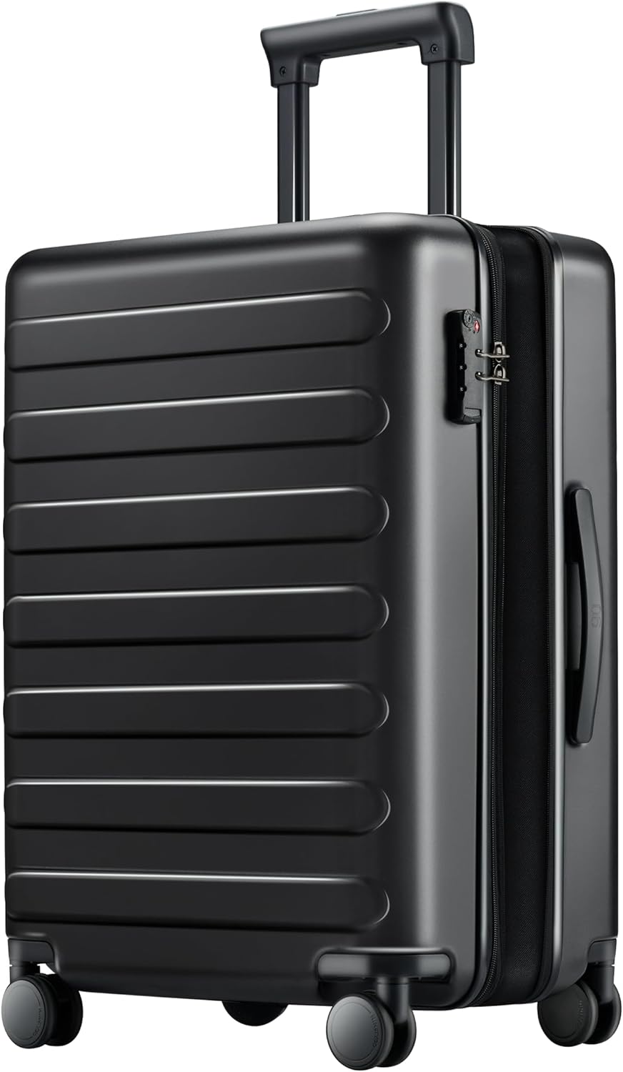 NINETYGO Carry On Luggage 22x14x9 Airline Approved, 20 Inch Luggage with Smooth Spinner Wheels, Expandable, Hard Shell PC Suitcase, Lightweight Travel Luggage, TSA Approved (Black, Rhine Max1.0)